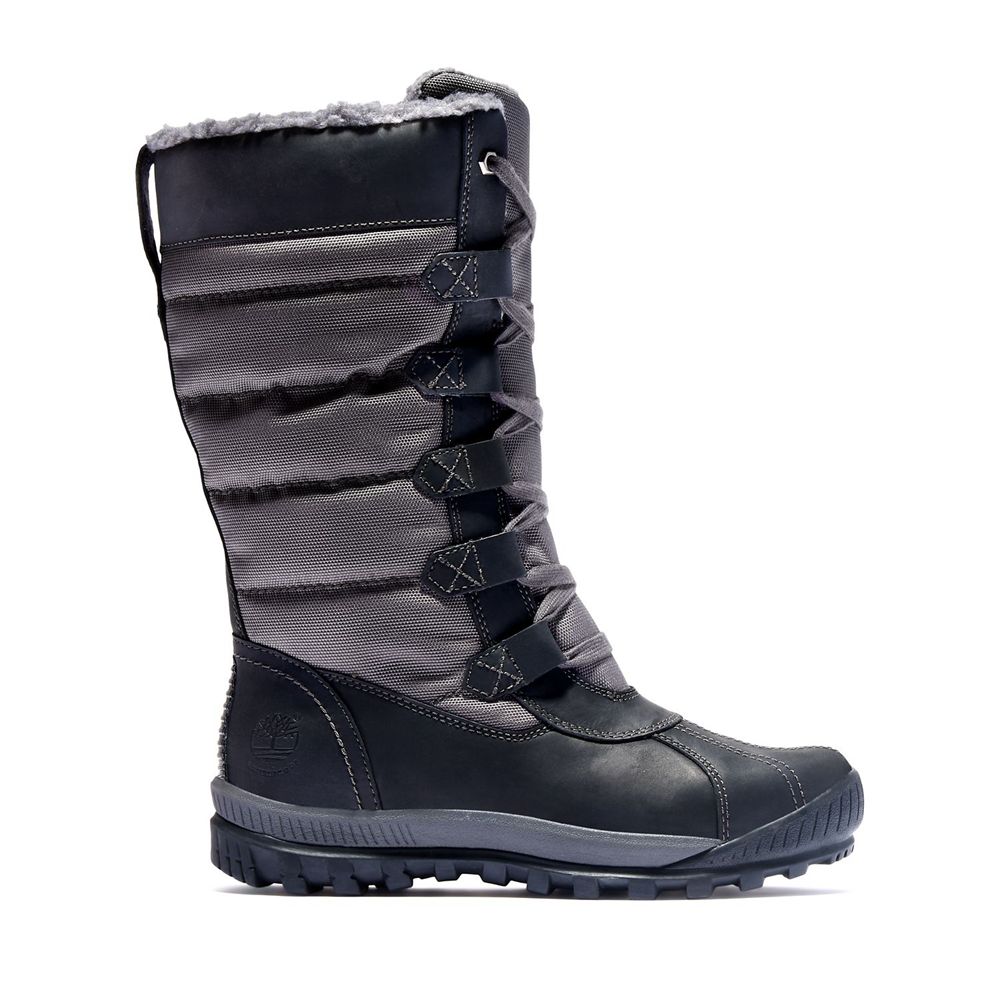 Botas de Nieve Timberland Argentina Mujer - Mt. Hayes Tall Waterproof - Negras/Gris - RDFVUG-204